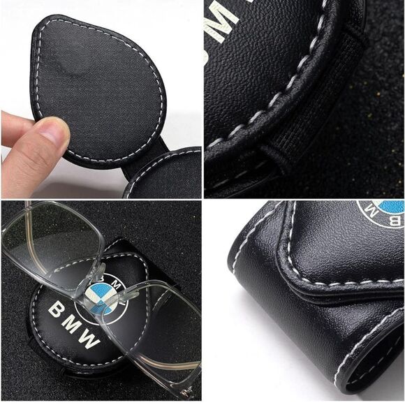 BMW Sunglass Holder for Car with Logo Black Leather NWT - Picture 6 of 10
